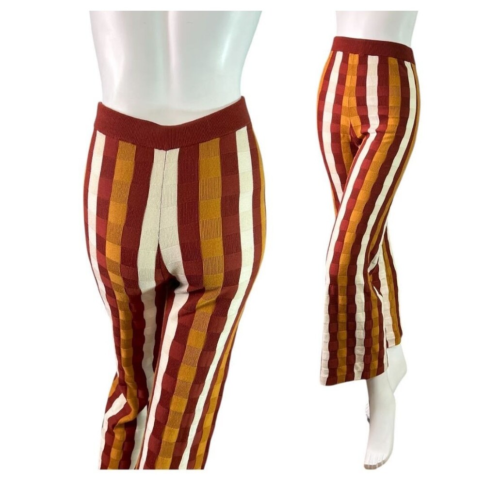 Back Beat Co. Organic Cotton Brady Knit Sweater Pant Striped Bootcut $155 Sz XS